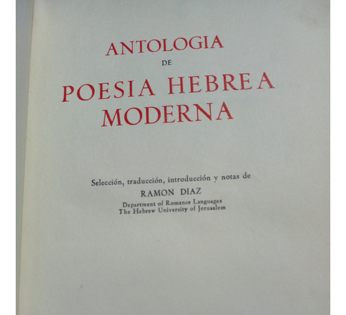 Antologia De Poesia Hebrea Por Ramon Diaz Jerusalem