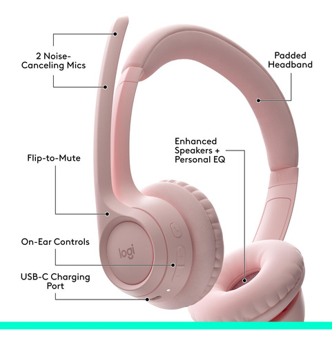 Fone De Ouvido Bluetooth Sem Fio Logitech Zone 300 Com Cance