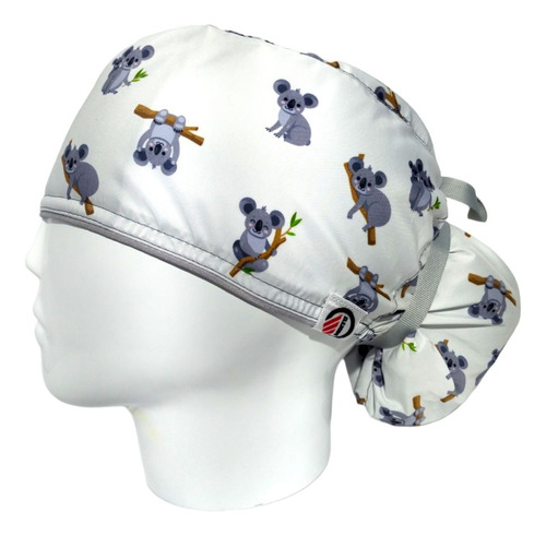 Gorro Quirúrgico Mujer + Lanyard Koala Blanco