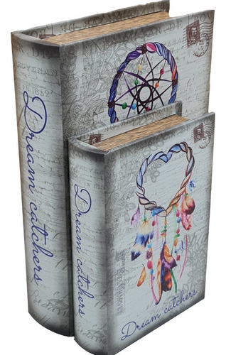 Imagem 2 de 4 de Caixa Livro Decorativa Em Mdf Jogo De 2 Caixas