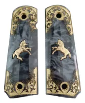 Comprar Cachas Nacaradas Negras Grabado Y Caballito Colt 1911 38 45
