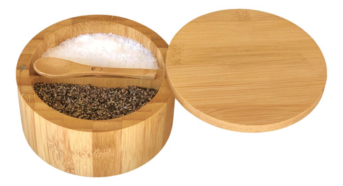 Caja De Bambu Para Sal Y Pimienta  2 Compartimentos  Cucha