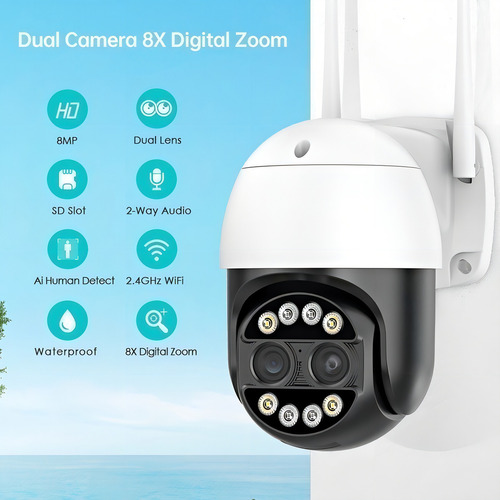 Kit Câmera Segurança Externa Intelbras Wifi Ptz 8x 8mp 4k Cor Au