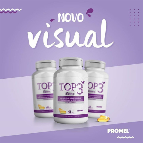 Imagem 1 de 3 de 3 Top 3 Óleo De Linhaça Prímula Borragem Vit E 60 Cap 1000mg