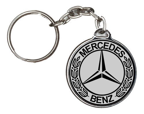 Chaveiro Mercedes Benz Emblema Cinza Em Chapa Niquelada