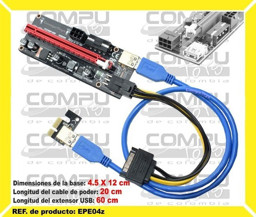 Extensor Pci- E 1x A 16x Externo Ref: Epe04z Computoys Sas