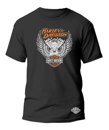 Playera Modelo Harley Davidson Motor Estampado Reflejante