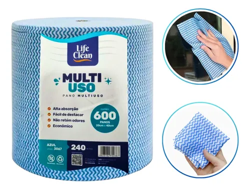 comprar Pano Multiuso Life Clean Rolo 240m Microfibra Perfex 600pano Cor Azul