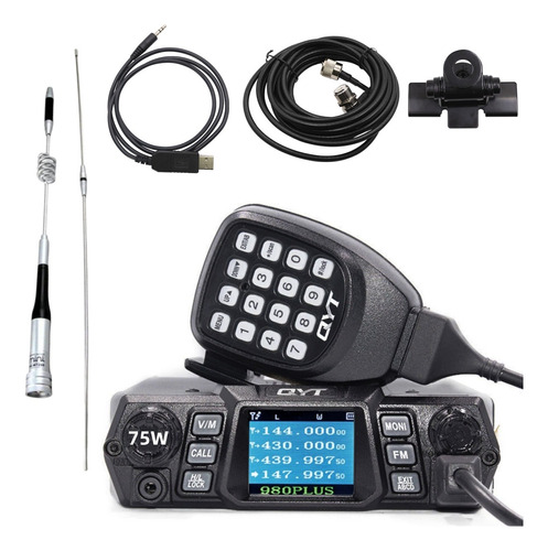 Radio Base Uhf Vhf Doble Banda Alta Potencia 75w+antena 99cm