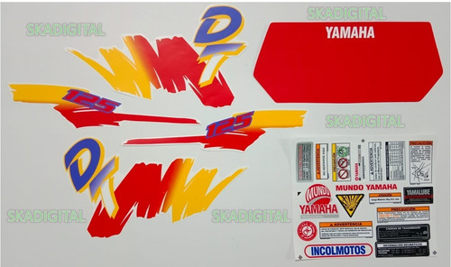 Kit Completo De Calcomanías Yamaha Dt Brochazo+advertencia