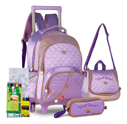 Kit Mochila Rodinha Sweet Queen Infantil Lançamento Meninas