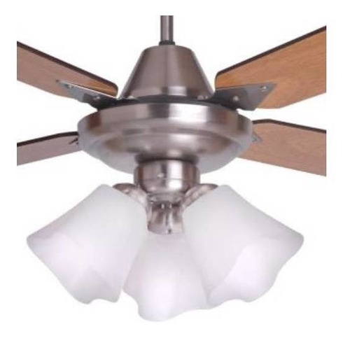 Ventilador de techo Axel AX-VTPOTAR acero inoxidable con 4 palas color caoba y roble claro de madera, 1.2 m de diámetro 220 V