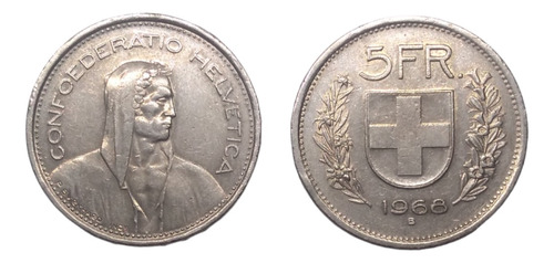Moneda Suiza 5 Francos Niquel Años 60's Y 70's Envío $60
