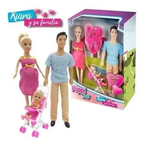 Imagen 1 de 6 de Kiara Muñeca Embarazada Y Su Familia Bebe Papa (no Barbie)