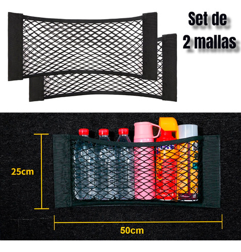 Set De 2 Mallas Organizadora Para Maletera Del Auto 25 X 50