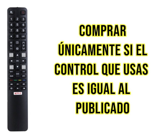 Imagen 2 de 10 de Control Compatible Con Tcl Rc208 Yli7 Smart Tv Netflix