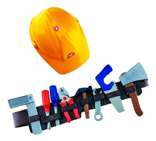 2 Set Casco Construccion Cinturon Minero Herramienta Disfraz