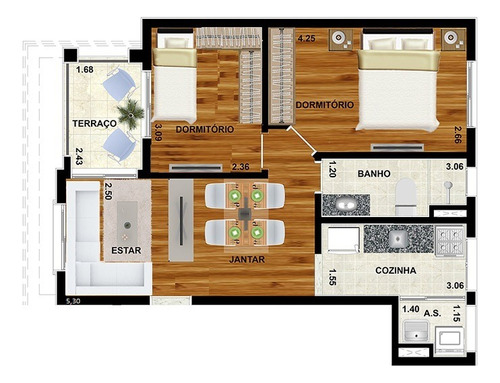 Apartamento À Venda Com 55m², 2 Quartos E 1 Vaga, Villa De Arouca - Casa Verde Alta