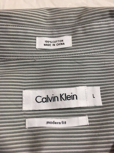 Calvin Klein Camisa Casual Para Caballero Talla L Blanca-gri