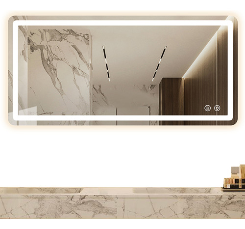 Espejo Led Baño 60x100cm Touch 3 Modo Con Función Antivaho