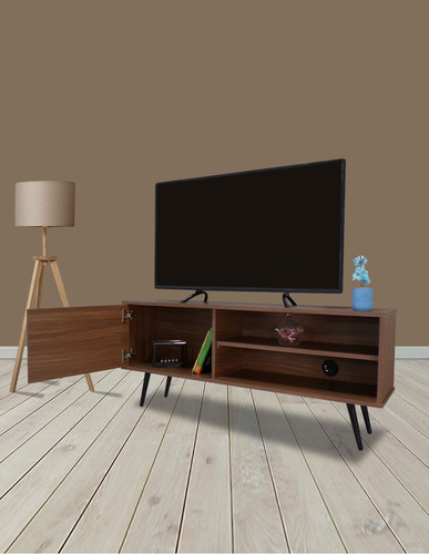 Mueble Para Tv Decomobil Credenza Con Pasacables Color Nogal neo