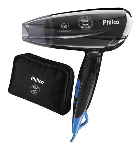 Secador De Cabelos Skull Pro Travel Psc07 1200 Philco Bivolt Cor Preto 110V/220V