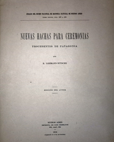 Libro Hachas Para Ceremonia Patagonia R Lehmann
