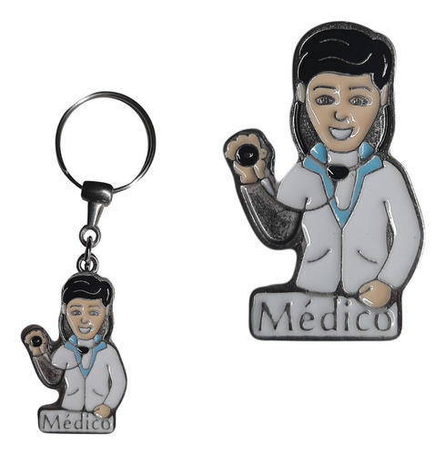 Chaveiro De Profissão Medicina Com Médico Em Metal 8cm Cv9