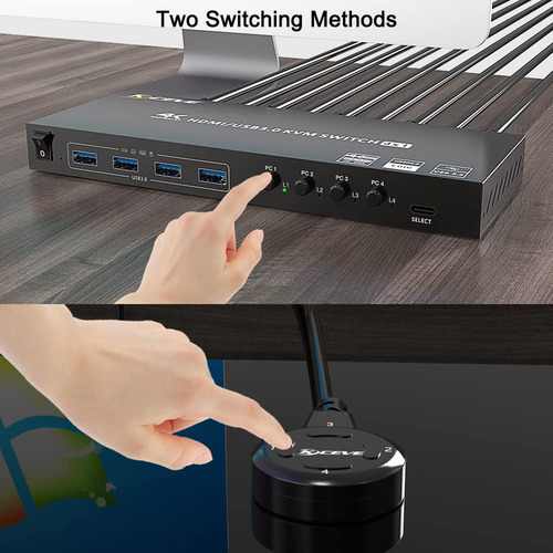 Switch Kvm Kc-kvm401a Monitores Kvm Usb 3.0hdmi 2/4 Computad