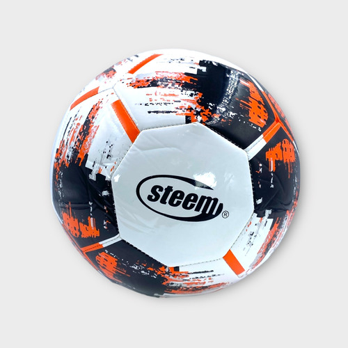 Balon De Futbol N°5 Steem Blanco/naranjo 400-420 Grs.pelota