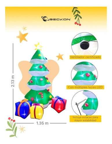 Pino De Navidad Inflable Al Aire Libre Llevó La Luz 2.1m