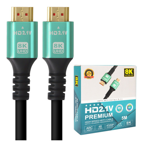 Cable Hdmi 2.1 2k-4k-8k 60hz-144hz Ultra Hd 48gbps 5metros