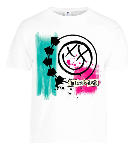 Playera Blink 182 Portada Album Logo Blanca Cr