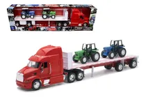 Comprar Trailer New Ray Peterbilt 387 2015 Plana 2 Tractores 1:32 Color Rojo