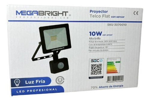 Megabringht Foco Led Proyector Telco Flat Con Sensor 10w