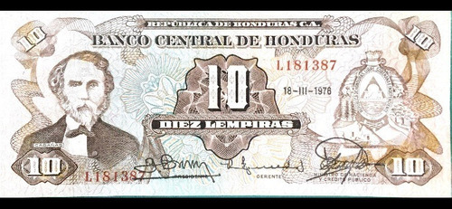 Billete De Honduras 10 Lempiras 1978 (Usado)