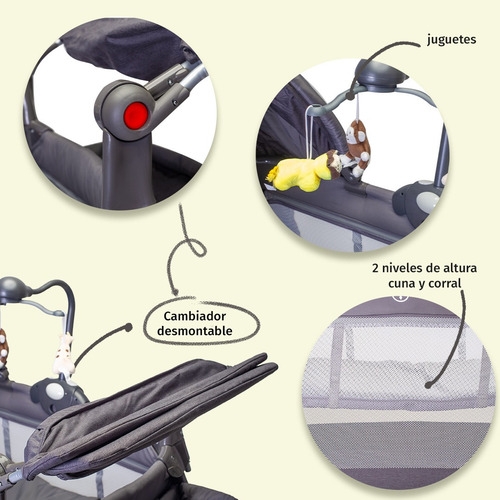 Cuna Corral Para Bebé Aeiou C96-a Con Colchón Memory Foam