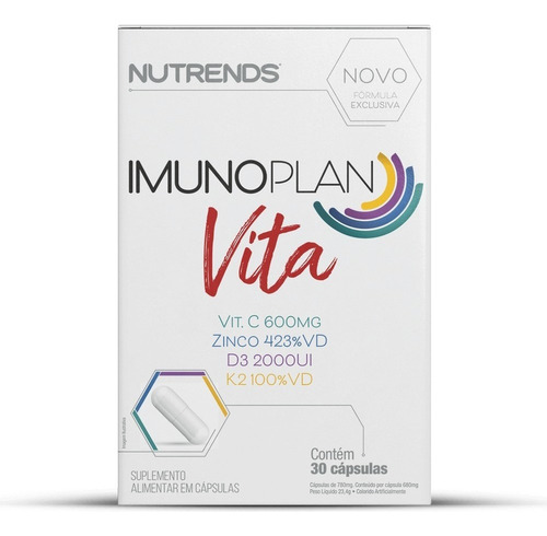 Imunoplan 30 Caps - Nutrends - Reforço Sistema Imunológico Sabor Natural