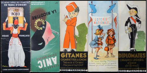Imagen 1 de 2 de Set De 5 Tarjetas De Cigarrillos Antiguas Gitanes/balto/anic