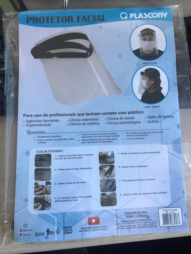 Máscara Protetora Facial Plascony Unidade Transparente- 1107
