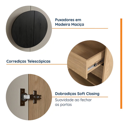 Guarda-roupa Modulado Joy 3 Peças Canto, Nicho Com 2