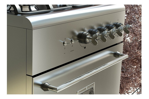 Imagen 2 de 2 de Cocina Luxor Gas Gourmet 550 a gas/eléctrica 4 hornallas plateada 220V puerta ciega
