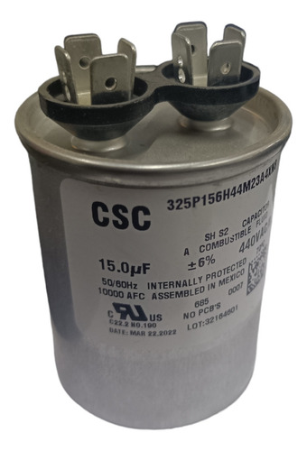 Capacitor De Trabajo Csc 15.0uf +/-6% 440vac/b