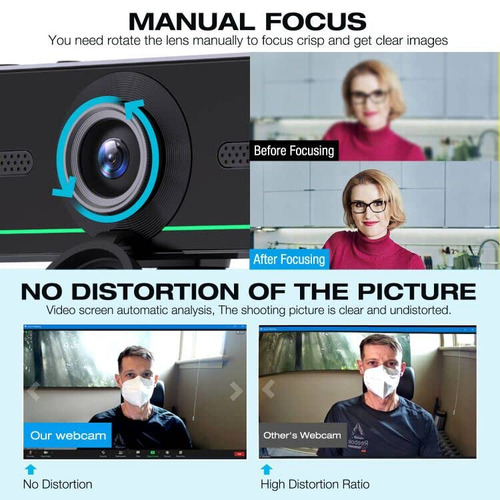 Gsou Cámara Web Bluetooth De 1080p Con Auriculares Bluetooth, Cámara Web Hd Usb Con Micrófono, Plug And Play, Cámara Web De Transmisión Para Reuniones De Zoom, Skype Facetime, Equipos De Pc, Mac