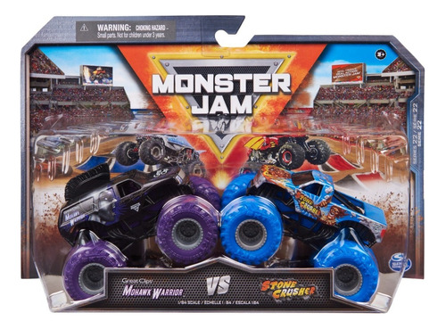 Monster Jam Mohawk Warrior Vs. Stone Crusher Escala 1:64 Color Azul/morado