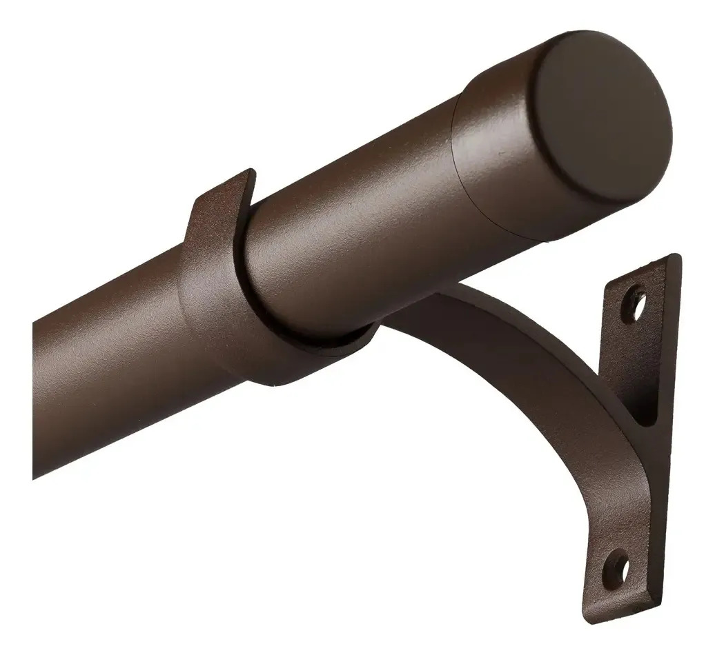 Kit Varão 28mm Com 2,40m Cortina Ilhós/argola 100% Alumínio Cor Marrom