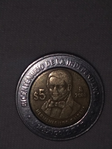 Moneda De 5 Pesos Año 2008 Hermenegildo Galeana Seminuevas/c