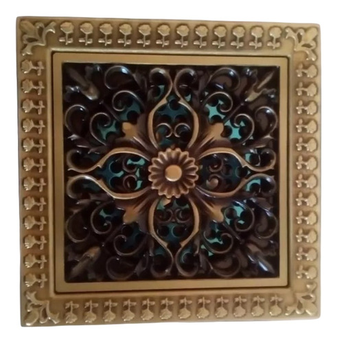 Rejilla 12x12 Bronce Vintage Floral Desagüe Labrado Baño