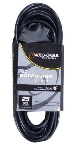 Accu Cable Ec163 3fer25 Black 16 Gauge 3 Plug 25 Ft Extensi