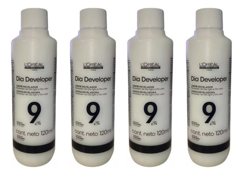 Kit 4 Unid Loreal Dia Developer Revelador 120ml - 9 Volumes